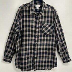 Carhartt Black and White Casual Button Down Flannel plaid Shirt XXL 2XL